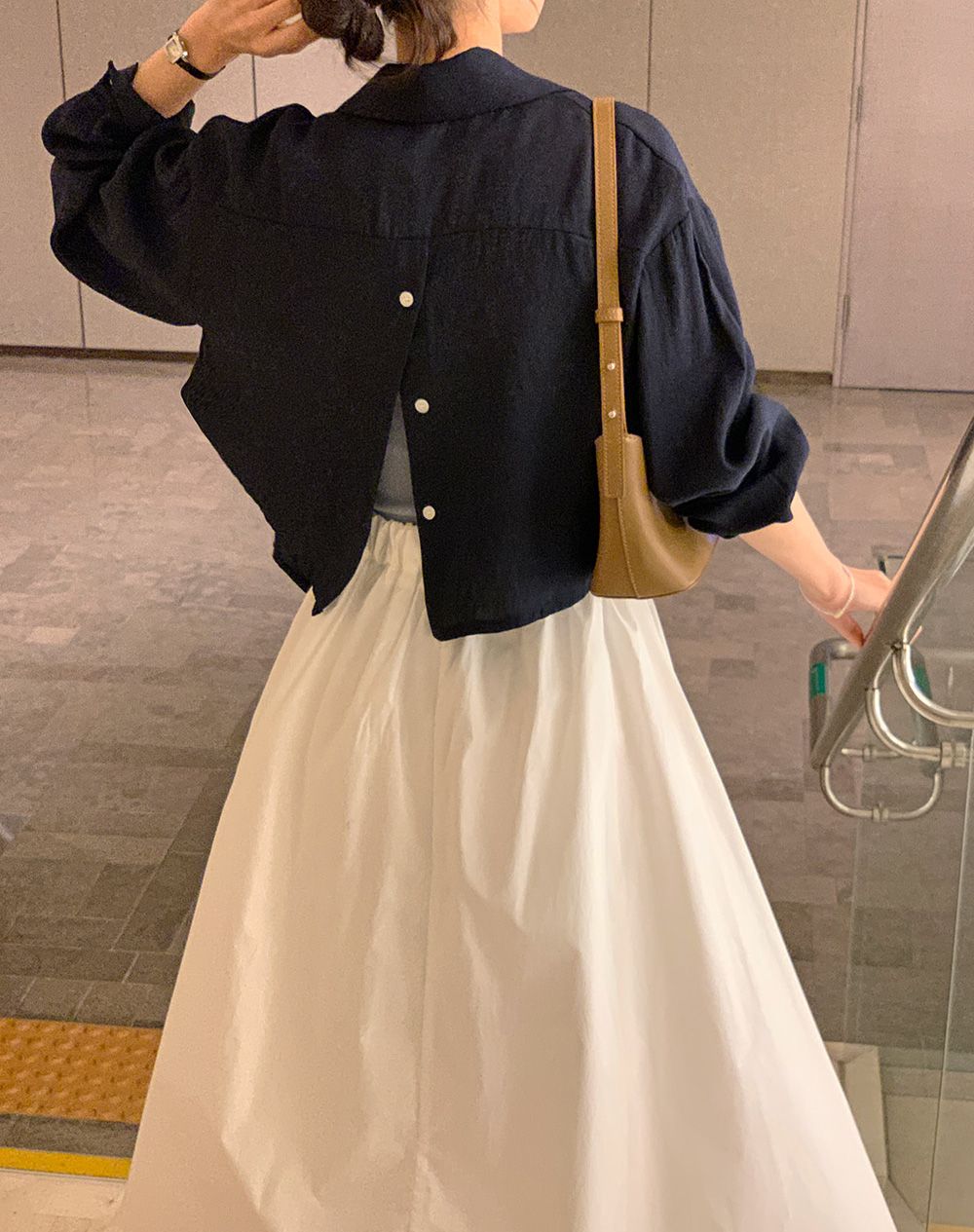 Back Button Cotton Blouse