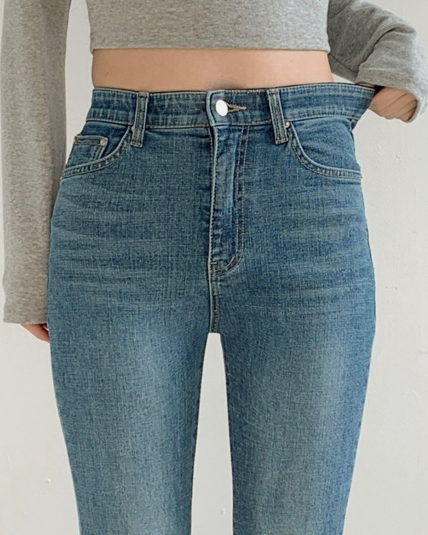 [S,M,L] Tunnel Waistband Stretchy Flared Denim Pants