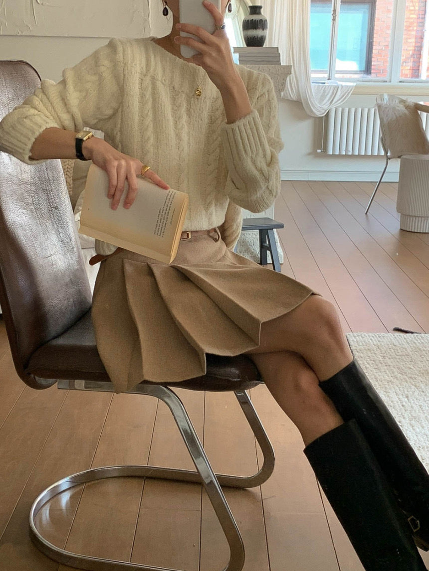 [S,M] Tommy Wool Skirt + Belt