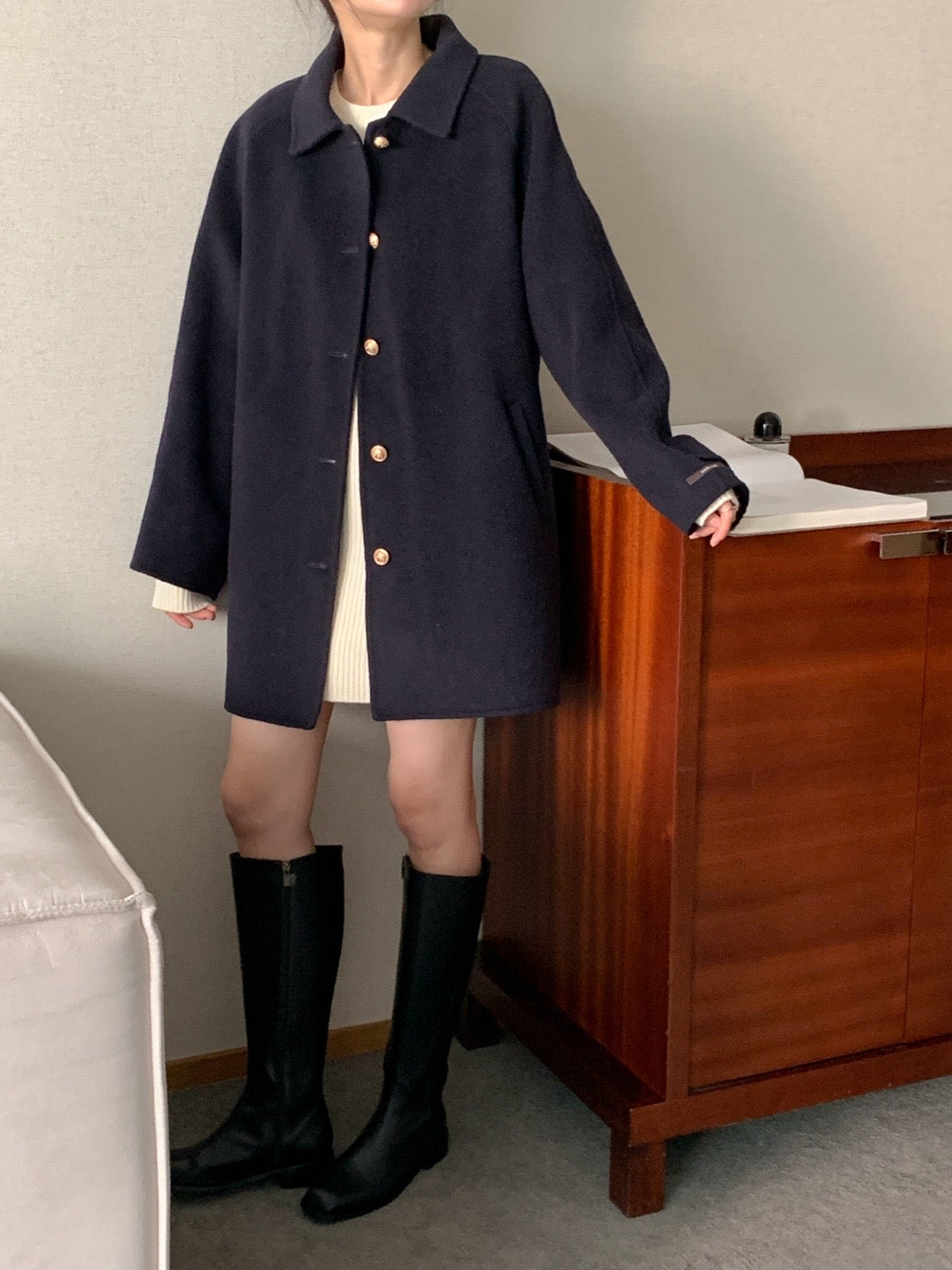 Premium Clair Wool Coat with Inner Padded Vest