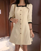 Square-Neck Tweed Dress