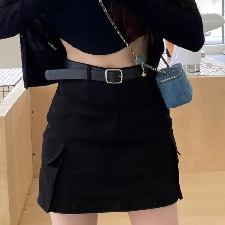 Cotton Pocket Skirt ( Belt included )
