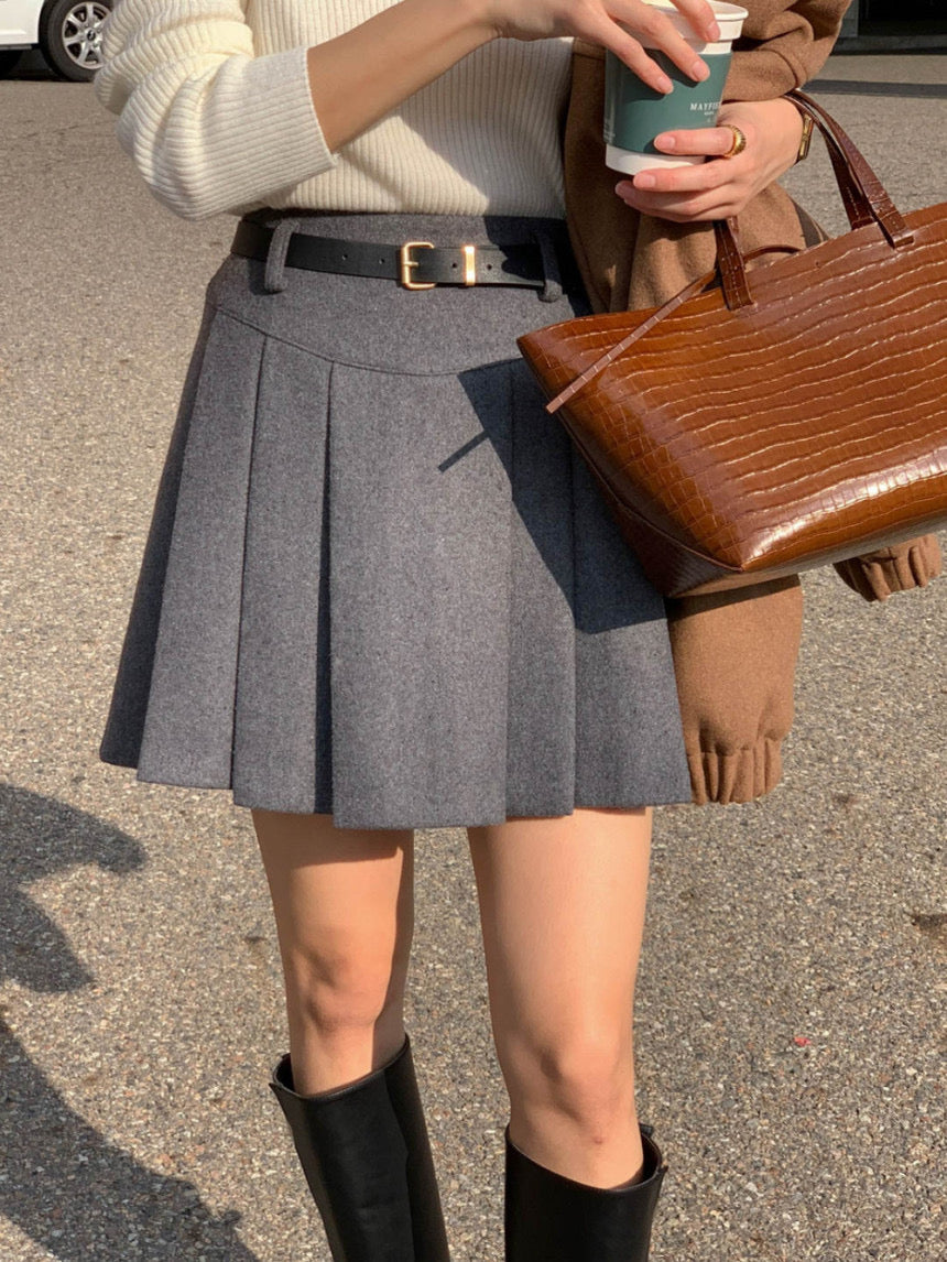 [S,M] Tommy Wool Skirt + Belt