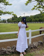 Puff Shoulder Long Dress