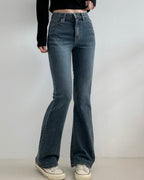 [S,M,L] Hidden Banding Stretchy Semi-Flared Denim Pants