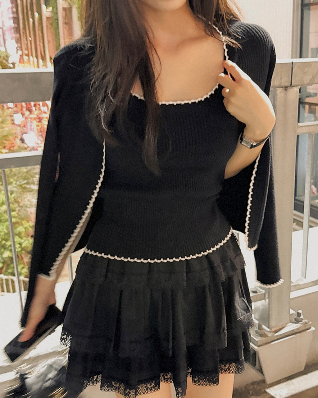 Wave Knit Cardigan Set