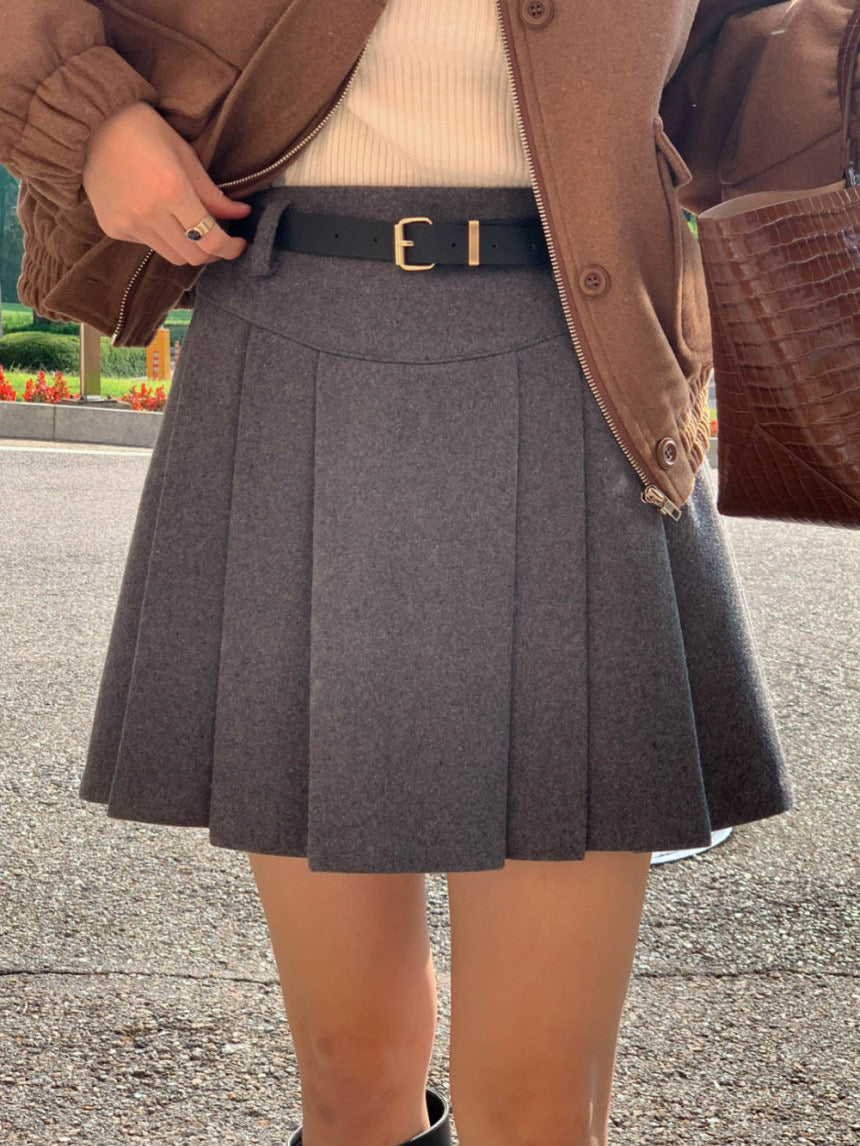 [S,M] Tommy Wool Skirt + Belt