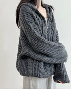 Hoodie Cable Knit Zip-Up