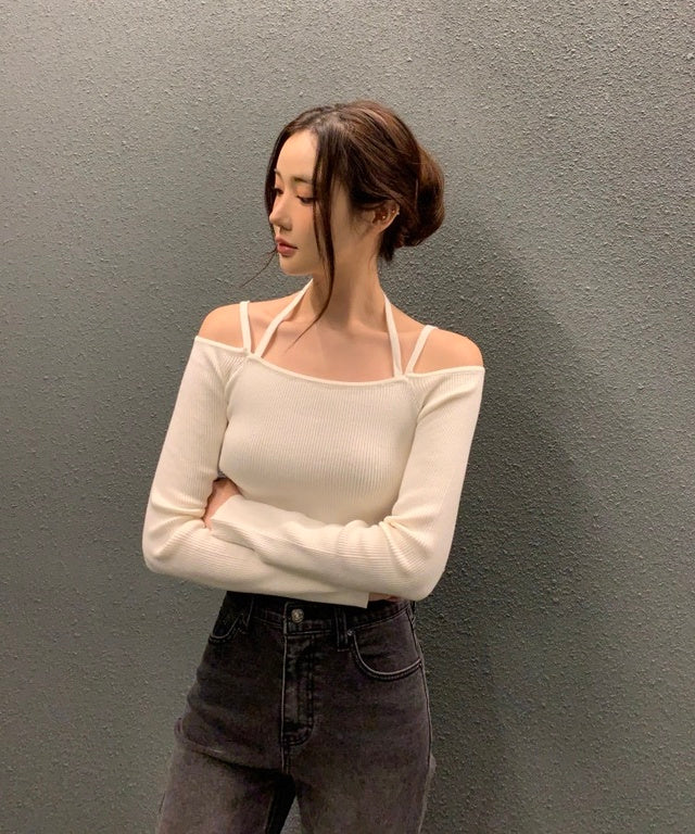 Cathy Ribbed Halter-Neck Knit Top
