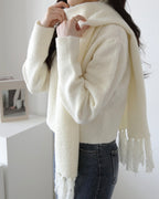Alpaca Wool Muffler Cardigan Set