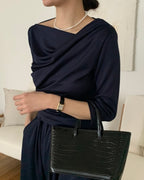 Shirring Elbow Sleeve Blouse