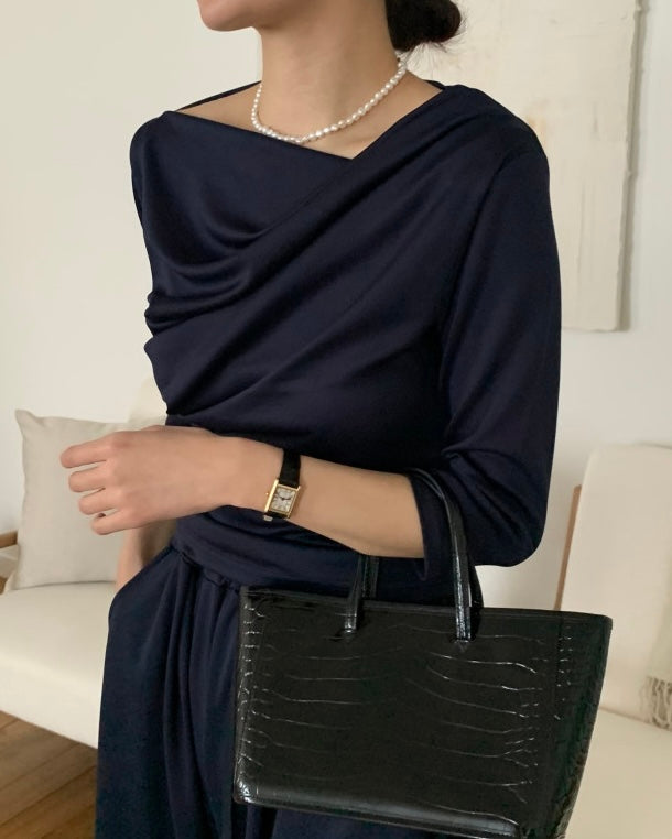 Shirring Elbow Sleeve Blouse