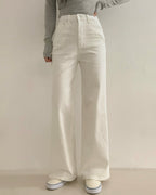 [S,M,L] High-Waist Stretchy Flared Cotton Pants