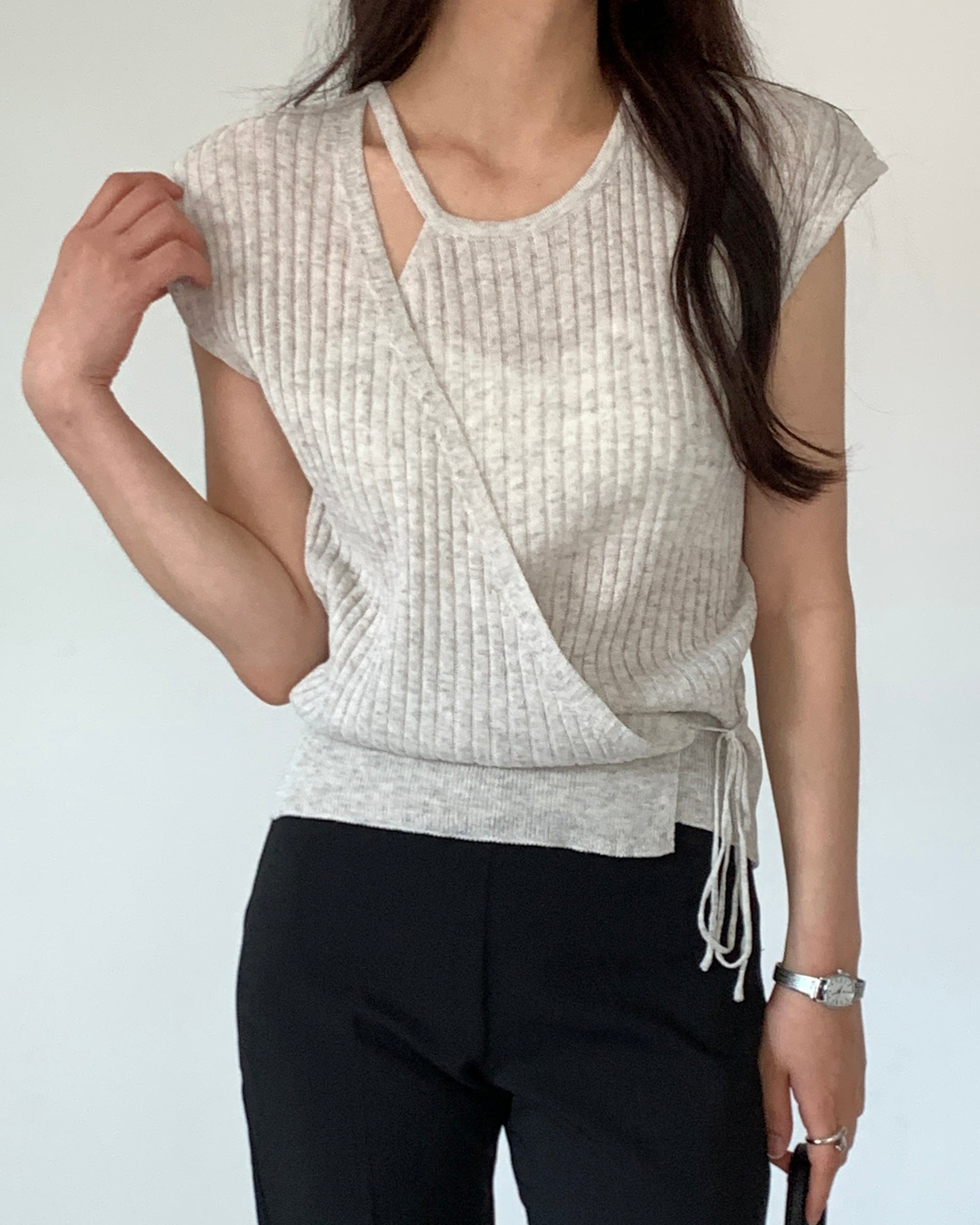 Wrap Cap-Sleeve Knit