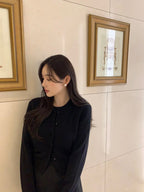 Knitted Short-Sleeves Cardigan Set