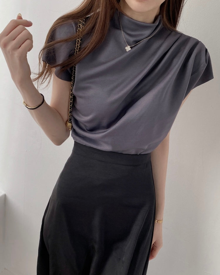 Shirring Half-Neck Top