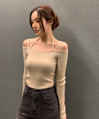 Cathy Ribbed Halter-Neck Knit Top