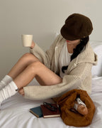 Hoodie Cable Knit Zip-Up