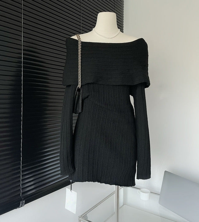 Off-Shoulder Knit Dress