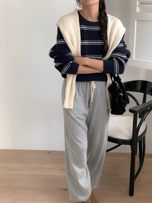 Pipi Striped Knit & Shawl Set