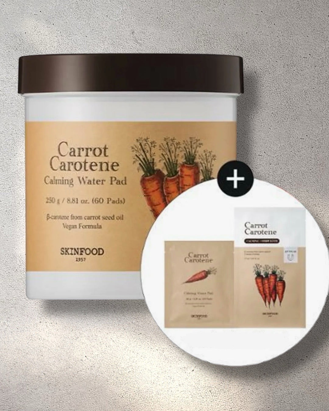 [ SKINFOOD ] Carrot Carotene Calming Water Pad Special Set (60P+10P+Carrot Mask Sheet 1P)