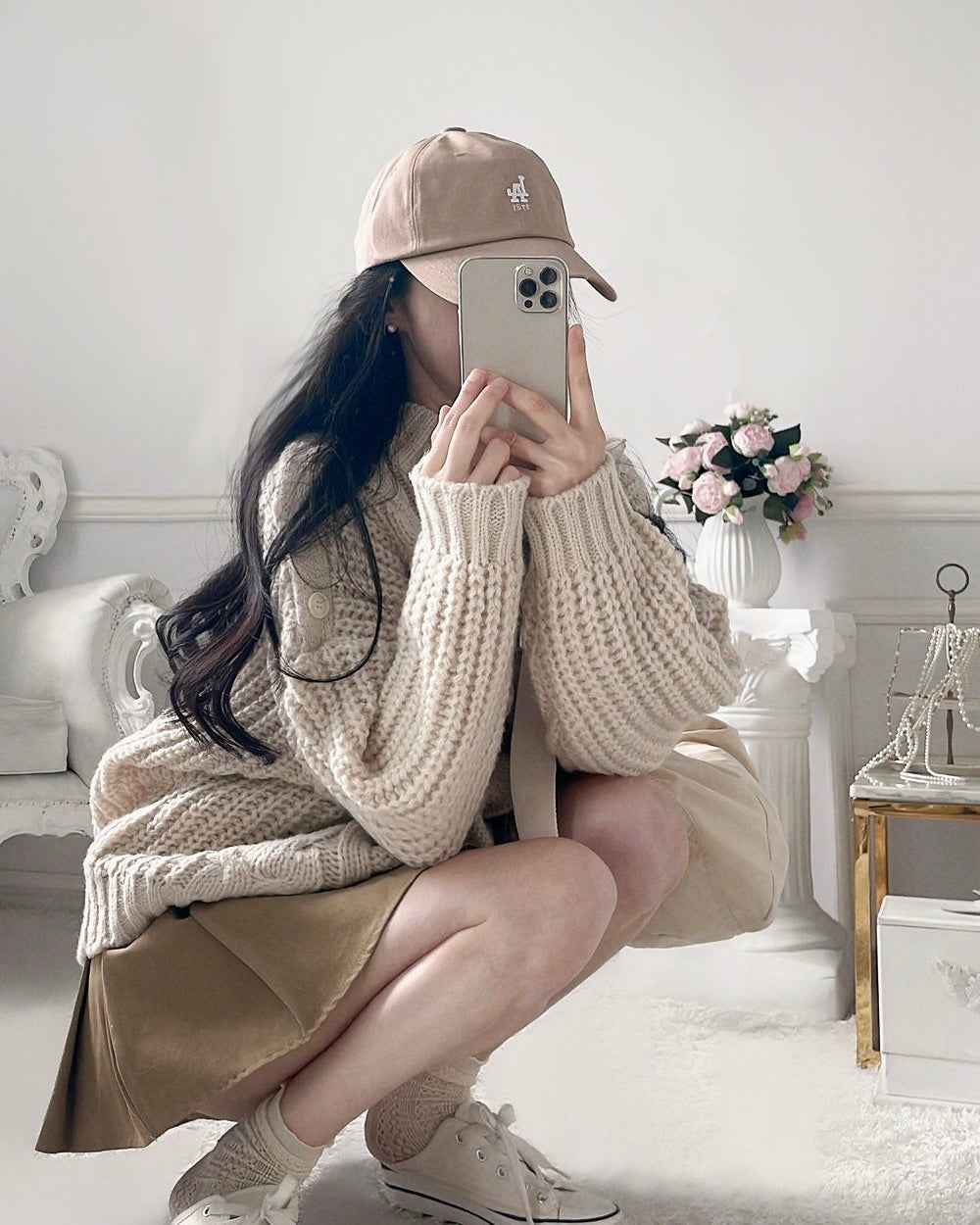 Shoulder Button Cable Knit