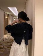 Back Button Cotton Blouse