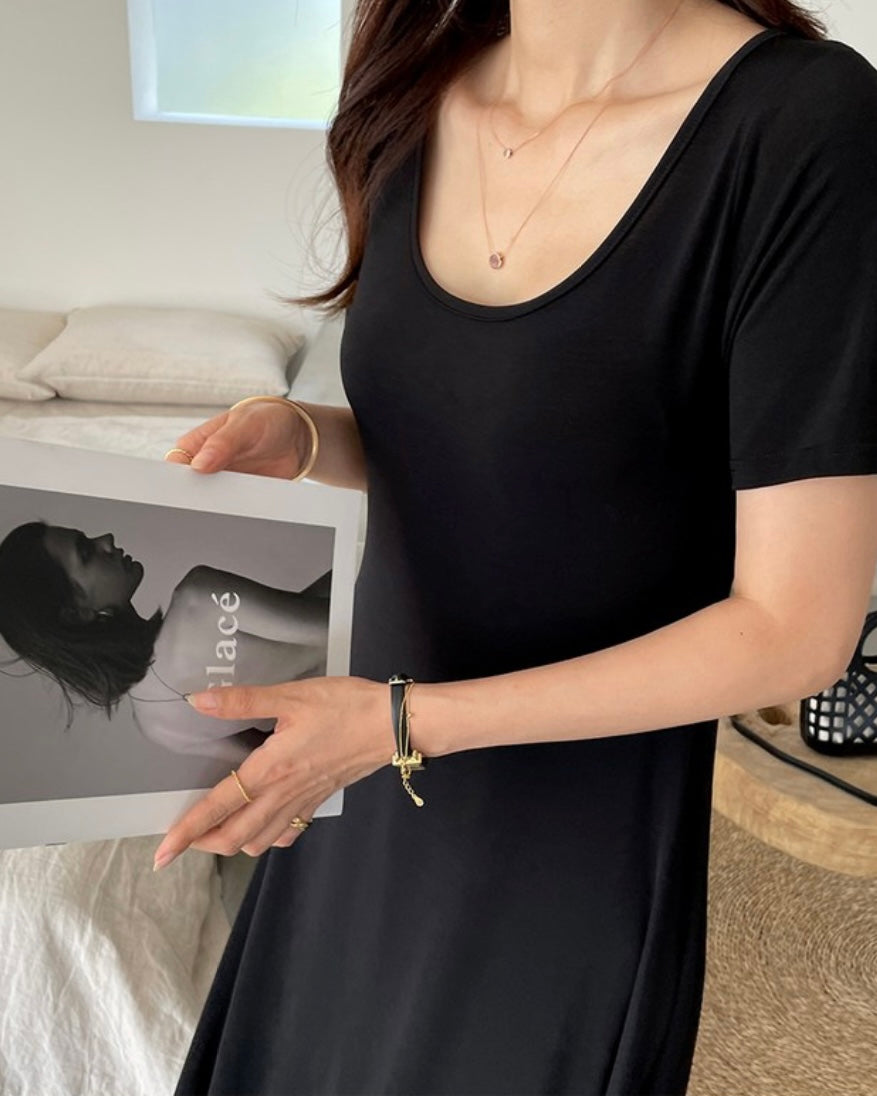 Cool U-Neck Short Sleeve Dress