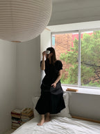 Off-Shoulder Back Ribbon Dress