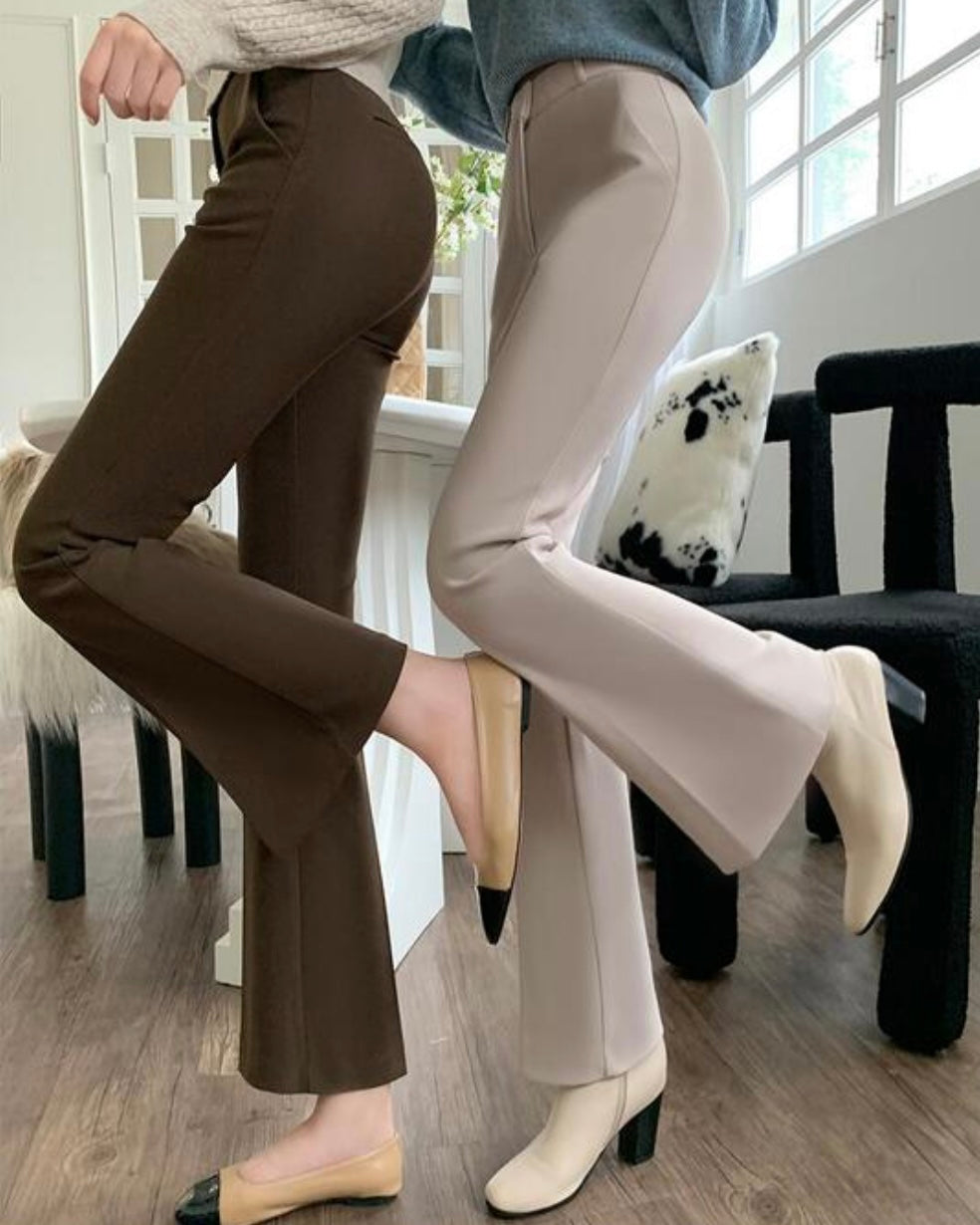 [S,M] Hidden Banding Flared Slacks