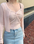 Twist Sleeveless Cardigan Set