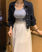 Back Button Cotton Blouse