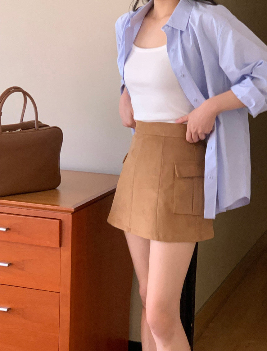 [S,M] Suede Pocket Skirt