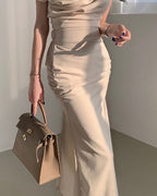 Hip Shirring Long Skirt