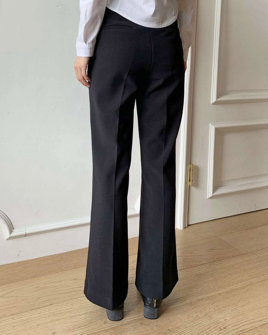 [S,M] Hidden Banding Flared Slacks