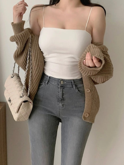 Brushed Shirring Camisole with Built-in Bra