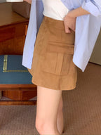 [S,M] Suede Pocket Skirt