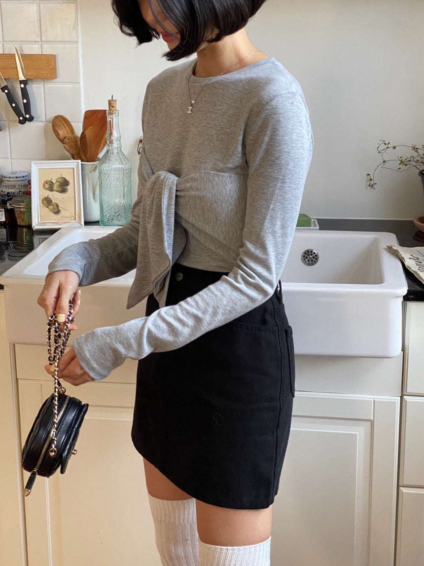 Ribbon Bustier Long Sleeves Tee