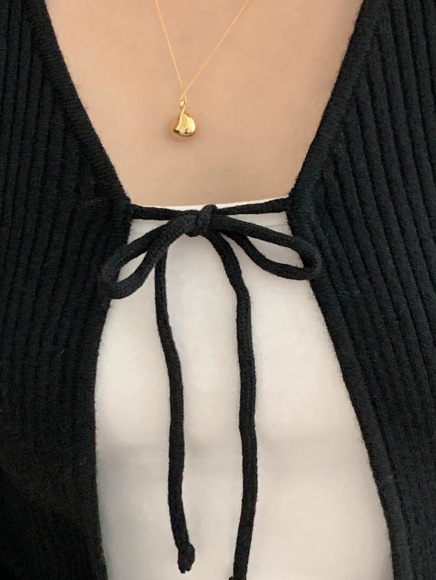 Cashmere Wool Ribbon Cardigan