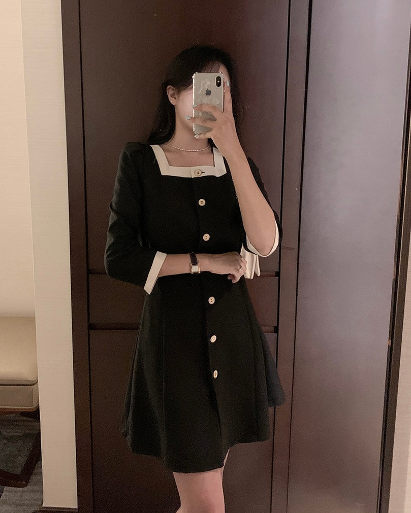Square-Neck Tweed Dress