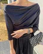 Shirring Elbow Sleeve Blouse