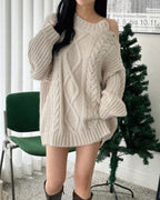 Shoulder Button Cable Knit