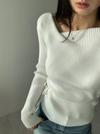 Yuri Ribbed String Knit Top