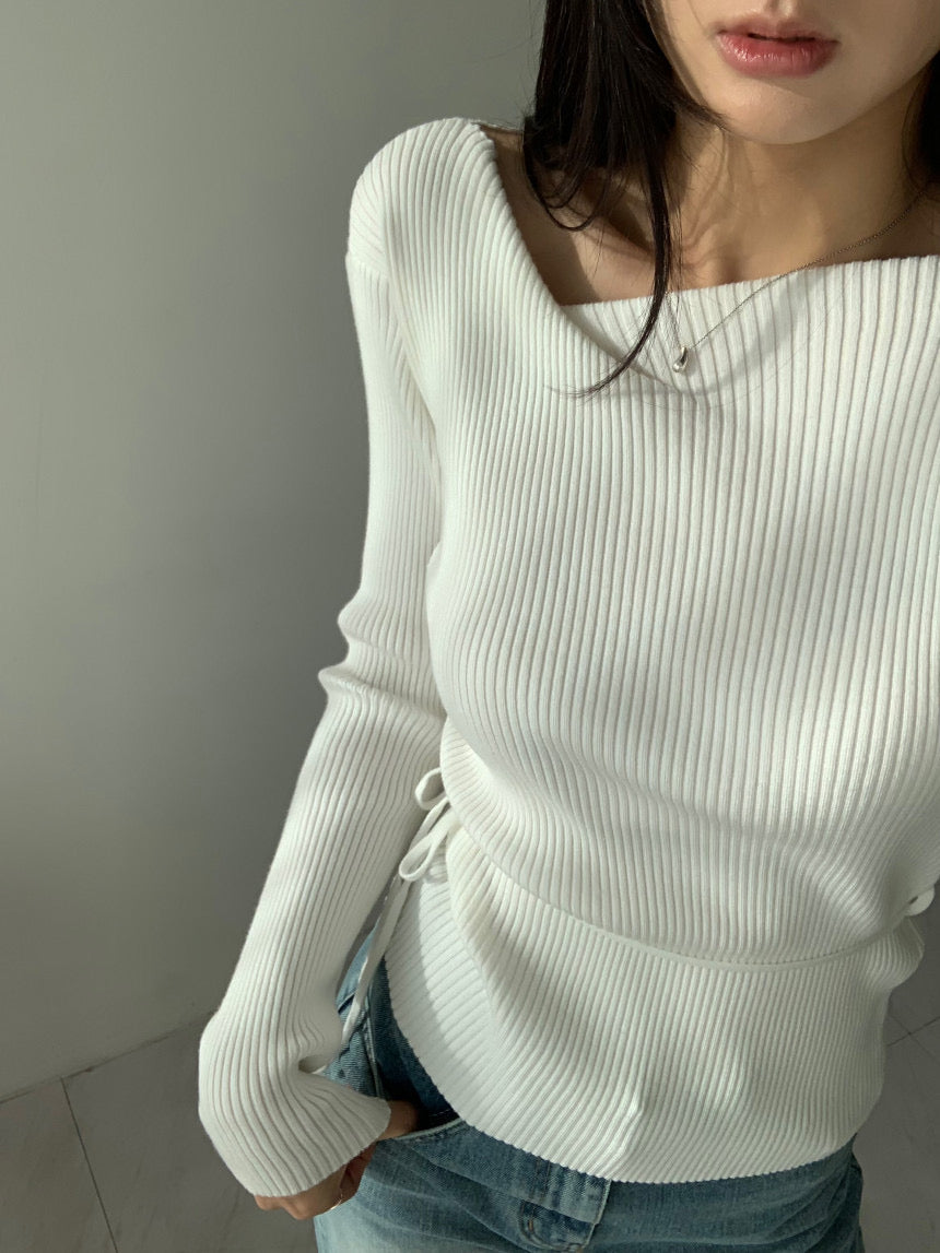 Yuri Ribbed String Knit Top