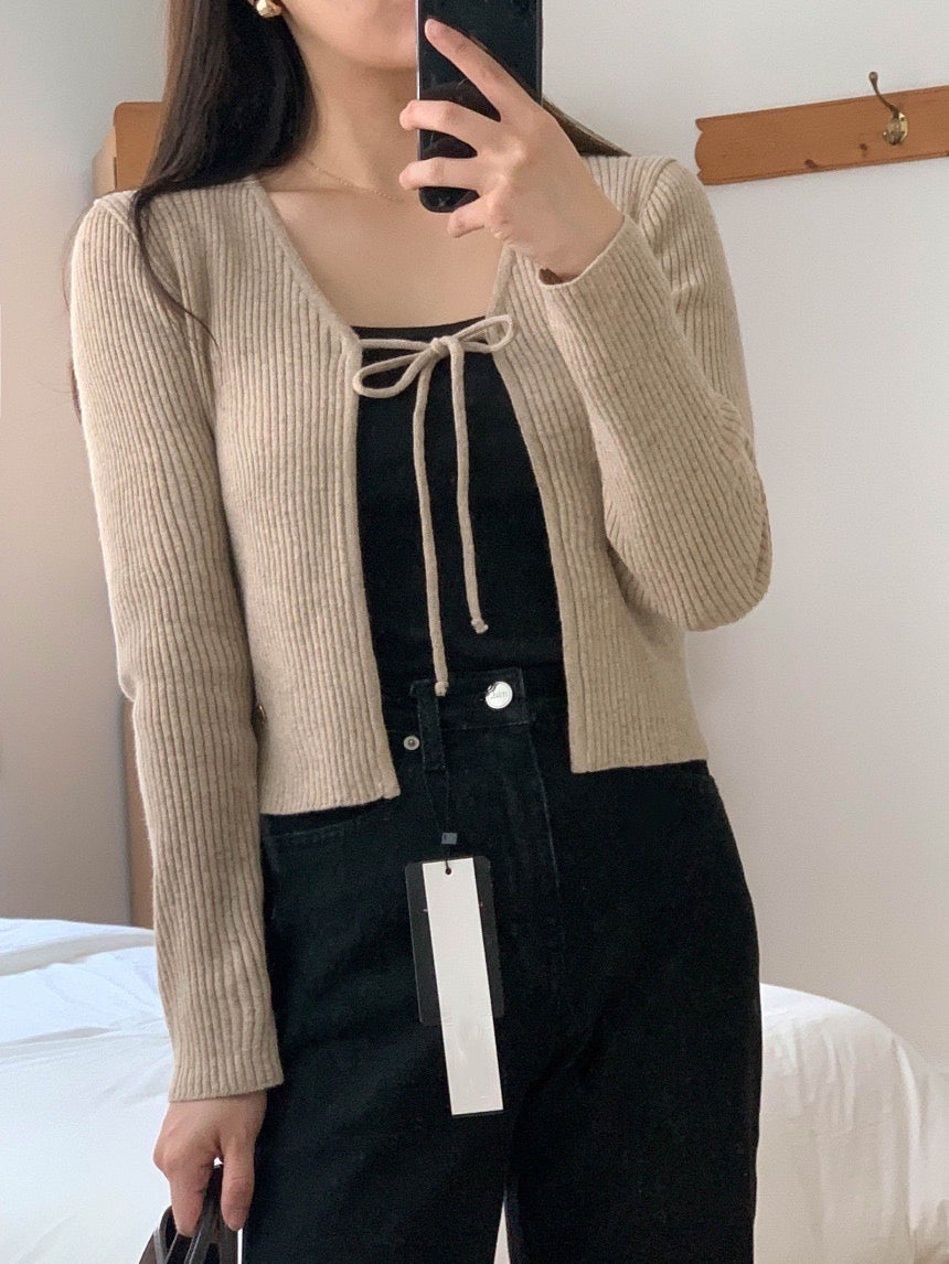 Cashmere Wool Ribbon Cardigan