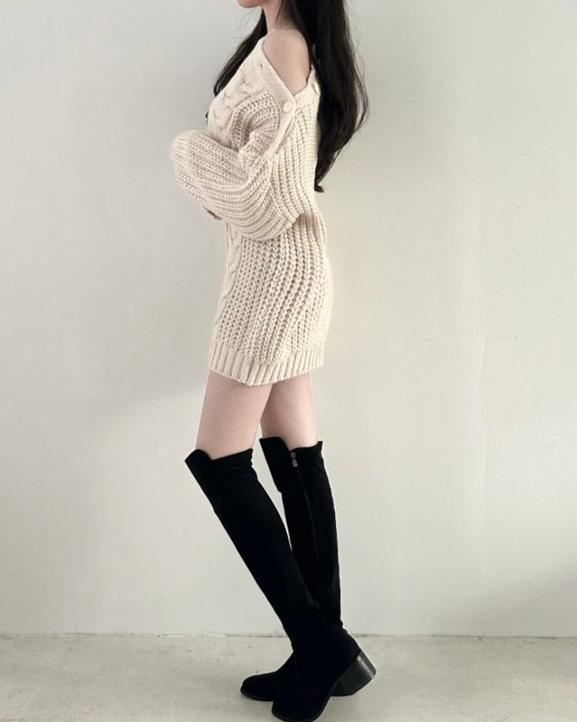 Shoulder Button Cable Knit