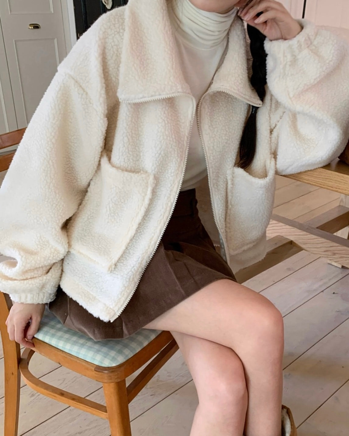 String Boucle Zip-Up