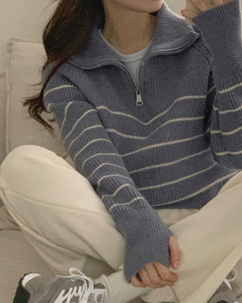 Striped Half Zip-Up