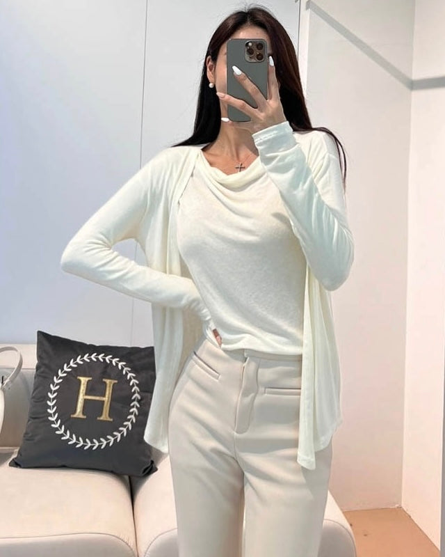 Drape Wool Cardigan Set