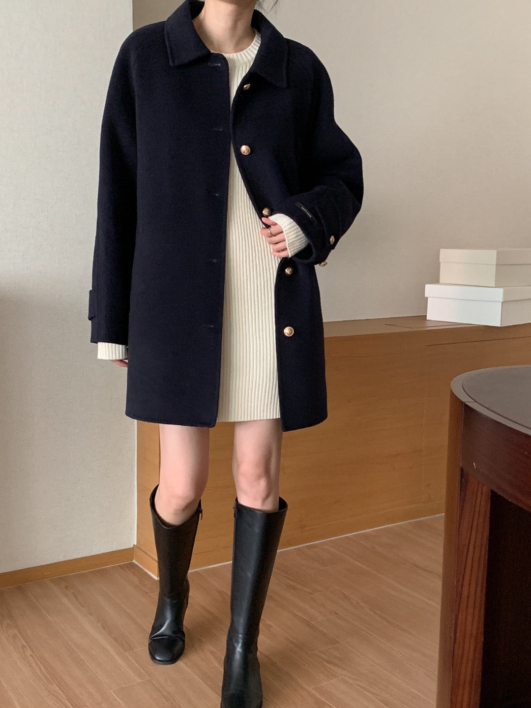 Premium Clair Wool Coat with Inner Padded Vest